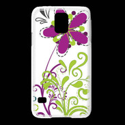 Coque Samsung Galaxy S5 motif floral vert