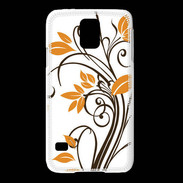 Coque Samsung Galaxy S5 motif floral marron