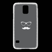 Coque Samsung Galaxy S5 moustache gris & blanc