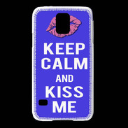 Coque Samsung Galaxy S5 Keep Calm Kiss me Bleu