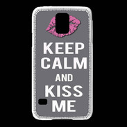 Coque Samsung Galaxy S5 Keep Calm Kiss me Gris