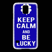 Coque Samsung Galaxy S5 Keep Calm Be lucky Bleu