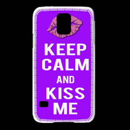 Coque Samsung Galaxy S5 Keep Calm Kiss me Violet