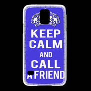 Coque Samsung Galaxy S5 Keep Calm Call friend Bleu