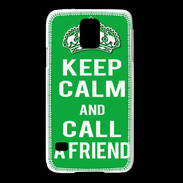 Coque Samsung Galaxy S5 Keep Calm Call friend Vert