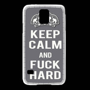 Coque Samsung Galaxy S5 Keep calm Fuck hard Gris
