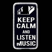 Coque Samsung Galaxy S5 Keep Calm Listen music Noir