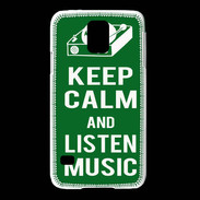 Coque Samsung Galaxy S5 Keep Calm Listen music Vert
