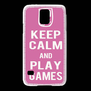 Coque Samsung Galaxy S5 Keep Calm Play games Rose