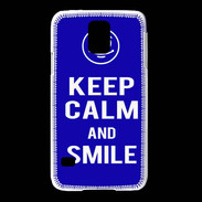 Coque Samsung Galaxy S5 Keep Calm Smile Bleu
