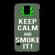 Coque Samsung Galaxy S5 Keep Calm Smoke it Gris
