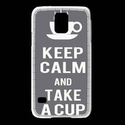 Coque Samsung Galaxy S5 Keep Calm Take a cup Gris