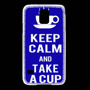 Coque Samsung Galaxy S5 Keep Calm Take a cup Bleu