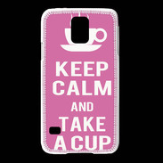 Coque Samsung Galaxy S5 Keep Calm Take a cup Rose