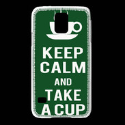 Coque Samsung Galaxy S5 Keep Calm Take a cup Vert