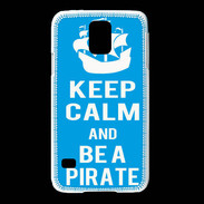 Coque Samsung Galaxy S5 Keep Calm Be a Pirate Cyan