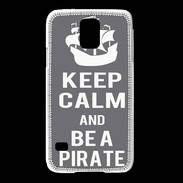 Coque Samsung Galaxy S5 Keep Calm Be a Pirate Gris