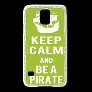 Coque Samsung Galaxy S5 Keep Calm Be a Pirate Vert pomme
