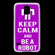 Coque Samsung Galaxy S5 Keep Calm Be a Robot Violet