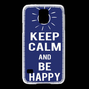 Coque Samsung Galaxy S5 Keep Calm Be Happy Bleu