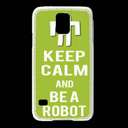Coque Samsung Galaxy S5 Keep Calm Be a Robot Vert pomme