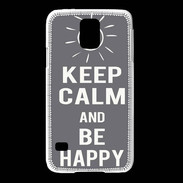 Coque Samsung Galaxy S5 Keep Calm Be Happy Gris