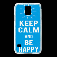 Coque Samsung Galaxy S5 Keep Calm Be Happy Cyan
