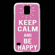 Coque Samsung Galaxy S5 Keep Calm Be Happy Rose