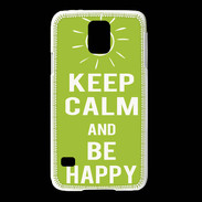 Coque Samsung Galaxy S5 Keep Calm Be Happy Vert pomme