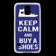 Coque Samsung Galaxy S5 Keep Calm Buy Shoes Bleu