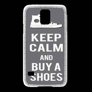 Coque Samsung Galaxy S5 Keep Calm Buy Shoes Gris
