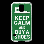 Coque Samsung Galaxy S5 Keep Calm Buy Shoes Vert