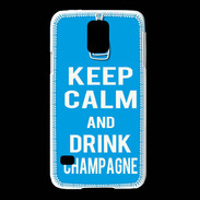 Coque Samsung Galaxy S5 Keep Calm Drink champagne Cyan