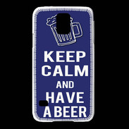 Coque Samsung Galaxy S5 Keep Calm Have a beer Bleu