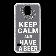 Coque Samsung Galaxy S5 Keep Calm Have a beer Gris