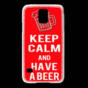 Coque Samsung Galaxy S5 Keep Calm Have a beer Rouge