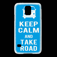 Coque Samsung Galaxy S5 Keep Calm Take Road Cyan