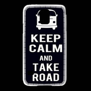 Coque Samsung Galaxy S5 Keep Calm Take Road Noir