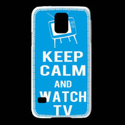 Coque Samsung Galaxy S5 Keep Calm Watch TV Cyan