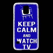 Coque Samsung Galaxy S5 Keep Calm Watch TV Bleu