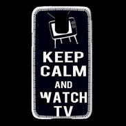 Coque Samsung Galaxy S5 Keep Calm Watch TV Noir