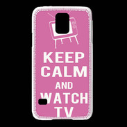 Coque Samsung Galaxy S5 Keep Calm Watch TV Rose
