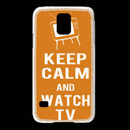 Coque Samsung Galaxy S5 Keep Calm Watch TV Orange