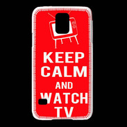Coque Samsung Galaxy S5 Keep Calm Watch TV Rouge