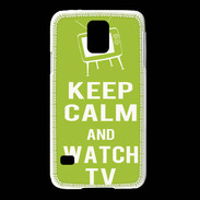 Coque Samsung Galaxy S5 Keep Calm Watch TV Vert pomme