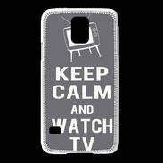 Coque Samsung Galaxy S5 Keep Calm Watch TV Gris