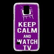 Coque Samsung Galaxy S5 Keep Calm Watch TV Violet