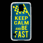 Coque Samsung Galaxy S5 Keep Calm and Be Fast Bleu