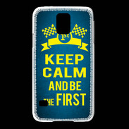Coque Samsung Galaxy S5 Keep Calm and Be the First Bleu