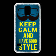 Coque Samsung Galaxy S5 Keep Calm and Have a good Style Bleu